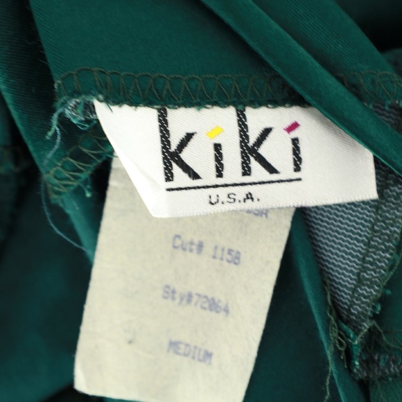 Kiki USA Y2K Satin Emerald Green Dress Tie-Back Whimsical Fairy Size Medium - Picture 9 of 10